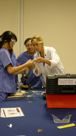 Dr. Amy Ladd assists participants of Stanford University 2012 Perry Outreach Program